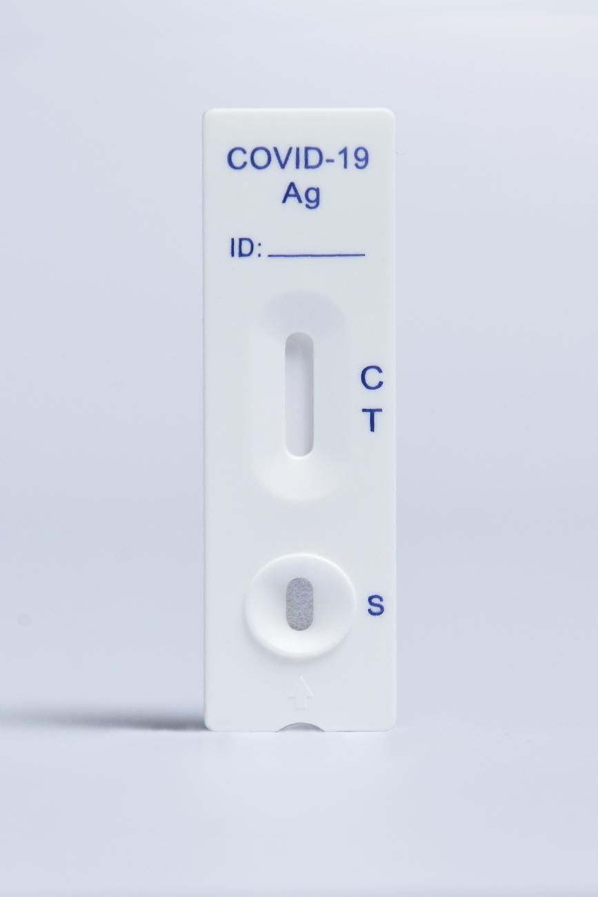 a close up shot of a novel coronavirus rapid test